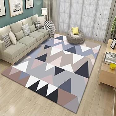 Imagem de ZDJZMGZ Tapetes para sala de estar decoração de quarto estilo masculino cinza rosa triângulo impressão geométrica tapete 100 x 150 cm, cinza 140 x 200 cm (55 x 79 polegadas)