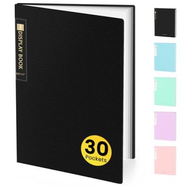 Imagem de Sooez Fichário de 30 bolsos com mangas de plástico 21,5 x 28 cm, pasta de portfólio de arte resistente com protetores de folha transparentes, exibição de 60 páginas, livro de apresentação para obras