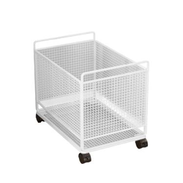 Imagem de Fxzqgnh Cesto de Roupa Suja com Rodinhas de Metal, Prático E Ideal para Casa, Quarto E Banheiro, Branco, L