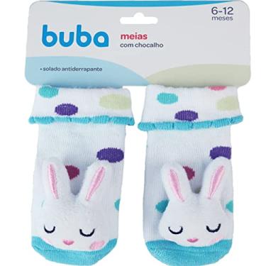 Imagem de Buba Meias Antiderrapantes Com Chocalho Coelho Azul