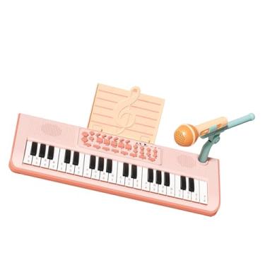 Imagem de Generic Órgão Eletrônico de 37 Teclas, Design de Microfone de Brinquedo Com Teclado Eletrônico de Estilo Moderno, para Educação e Entretenimento Infantil (Rosa)
