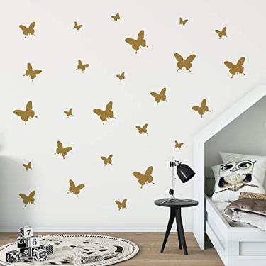 Imagem de Adesivo de Parede Borboletas Douradas 25un Cobre 1,5m²