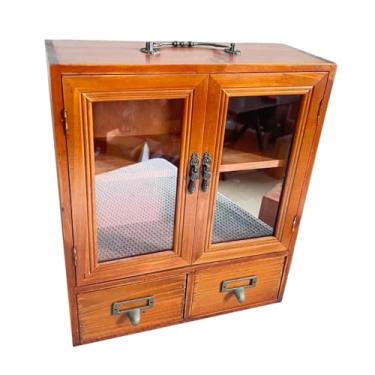 Imagem de MotiveTech Armário de armazenamento retrô para mesa, organizador com gaveta para xícaras de chá, artesanato, cômoda, sala de estar.