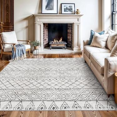 Imagem de BYYVOO Tapete quadrado 15 x 15 marroquino: lavável à máquina tapete grande antiderrapante - tapete boho de pilha baixa para sala de estar, quarto, sala de jogos - Tapetes macios que não caem para