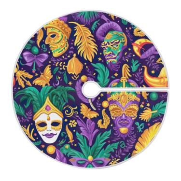 Imagem de Blueangle Saia de poliéster macio com estampa de máscaras de carnaval de 90 cm para decoração de carnaval (33)