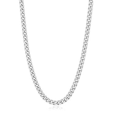 Imagem de sovesi Corrente de elos cubanos de 3,5/5 mm para homens, tom prateado/preto/banhado a ouro 14K, corrente masculina de 40 a 71 cm, joia de presente, 24 inches, Aço inoxidável, Sem Pedra Preciosa