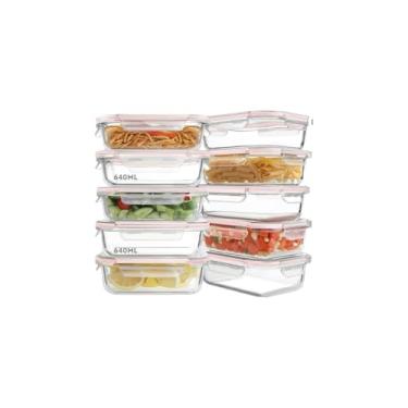 Imagem de Pote de Vidro Borosilicato com Tampa Hermética Click Glass, 640ml, 19x14x8cm, 4 Travas, para Micro-ondas e Freezer