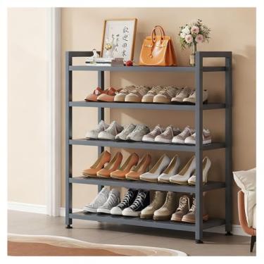 Imagem de SPXMQSS Sapateira de entrada, suporte resistente de metal, organizador de sapatos resistente com prateleiras ajustáveis para armário, entrada, quarto, para 9 a 16 pares, cinza, 5 camadas 73 x 25 x 91