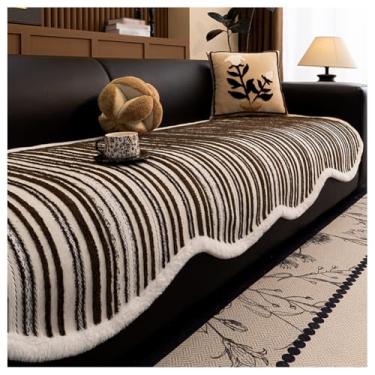 Imagem de SPXMQSS Capa de sofá para sofá seccional, universal, antiderrapante, capa de sofá de chenille macia D 110 x 110 cm