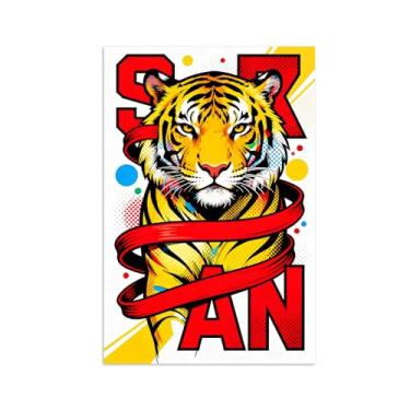 Imagem de Animais Pintura Arte Parede - Tigre - Impressões em tela - Moderno Colorida Pôster para decoração sala de estar 50x75cm Sem Moldura