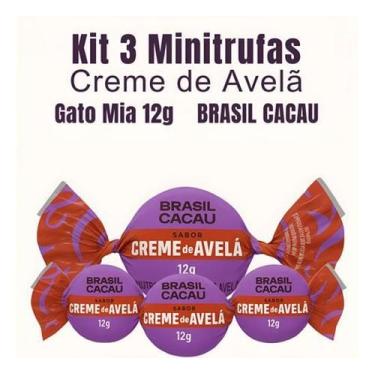Imagem de Kit 3 Minitrufas Creme De Avelã Gato Mia 12G Brasil Cacau