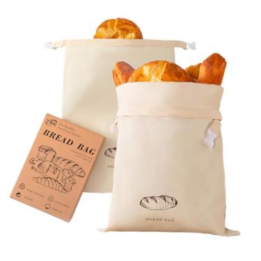 Imagem de Zypb Pacote com 2 sacos de pão de cera de abelha reutilizáveis para massa fermentada e pão caseiro, algodão ecológico grande de 43 x 33 cm, mantém o pão fresco por mais tempo, seguro para congelador