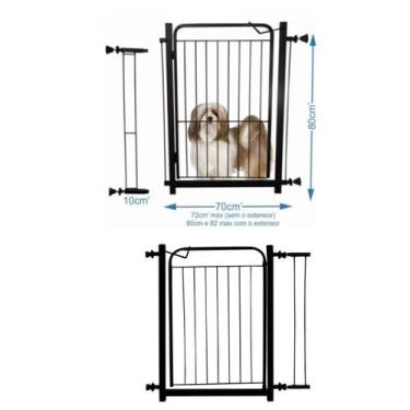 Imagem de Portãozinho Pet com Extensor - 70 cm x 86 cm - Preto - Açomix - Super 