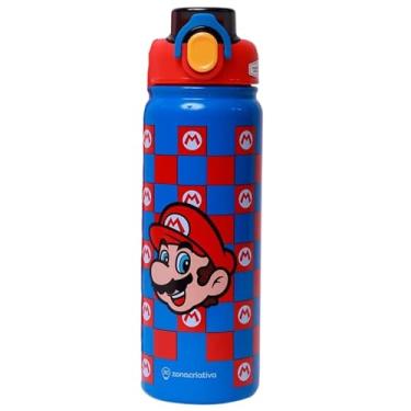 Imagem de Garrafa Galaxy 650ml Super Mario | Mantém a Temperatura, Tampa Rosqueável, Canudo e Alça – Compacta e Divertida para o Dia a Dia