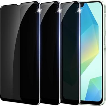 Imagem de Amleute 【Pacote com 3】 Protetor de tela de privacidade projetado para Samsung Galaxy A16/A26 5G 【Suporte para desbloqueio de impressões digitais】 Vidro temperado 9H, filme anti-espião compatível com