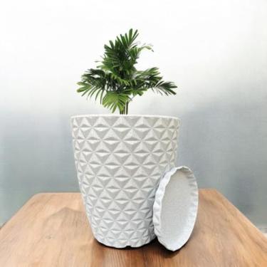 Imagem de Vaso Decoratico Planta Flor Coluna Diamante 29x26 Jardim Varanda Polietileno (Cinza)