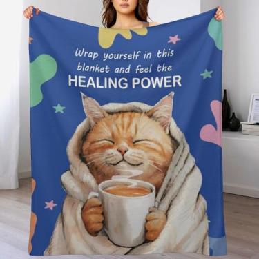 Imagem de Cobertor Healing Power, cobertor felpudo de gato fofo, cobertores de flanela ultramacios e aconchegantes cobertores de lã leves para cama, sofá, 127 x 152 cm