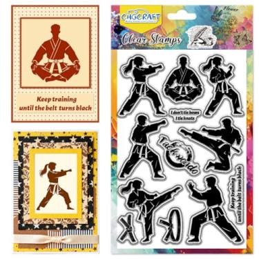 Imagem de CHGCRAFT Estampa Taekwondo Carimbo de Silicone Transparente para DIY Scrapbooking e Cartões, Decoração de Artesanato de Papel 15 x 10 cm