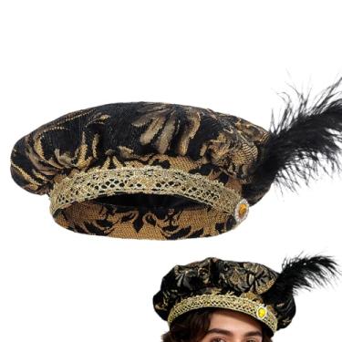 Imagem de Chapéu De Boina Da Época Renascentista,Acessório De Cabeça Para Cosplay Renascentista - Capuz Com Chapéu Tudor E Boina | Para Festas E Celebrações Carnaval Casamento Mercado Baile De
