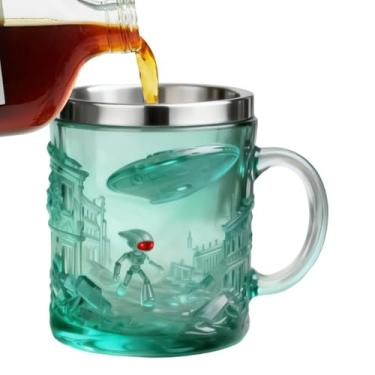 Imagem de Caneca Alien,200ml Artigos Para Bebida Alienígena Em Relevo Novidade 3D | Copo De Café Com Borda Em Aço Inoxidável - Para Casa Cozinha Viagem Trabalho Café Da Manhã Festa