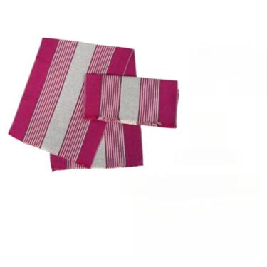 Imagem de Kit Cozinha Tapete Passadeira 3 Peças Listrado (1 Kit 3pçs Rosa)