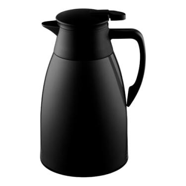 Imagem de Garrafa Térmica com 2 Copos, Preta, 1L, Plástico/Vidro, Bico Corta-Pingo, 25.4cm Altura