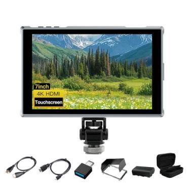 Imagem de FEELWORLD FW759 Pro Tela sensível ao toque IPS de 7 polegadas 1280x800 câmera monitor de campo suporta 4K HDMI, sinais AV DSLR no monitor da câmera com estojo de transporte, pacote de bateria F750