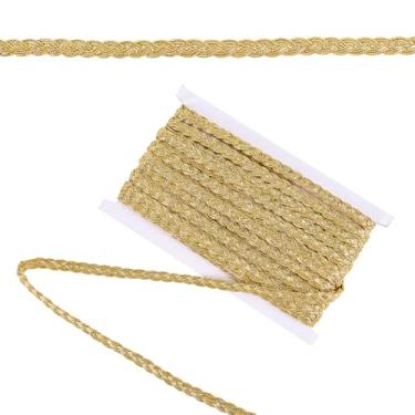 Imagem de DELORIGIN Acabamento dourado metálico de 27 metros com acabamento em trança floral Gimp tecido de renda tecido de poliéster decoração de fita centopéia guarnições de gimp para casamento, fantasia