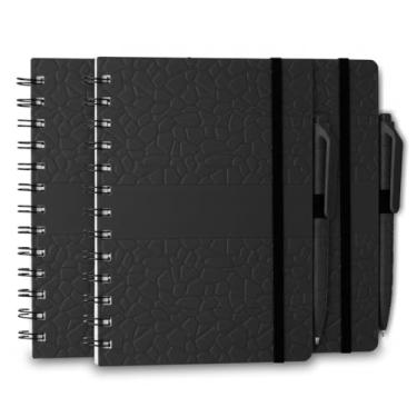 Imagem de Caderno Espiral com Capa Dura Texturizada, 70 Folhas Pautadas Impermeáveis, Suporte para Caneta, 17,8x12,8x1cm, Preto (5, Preto)