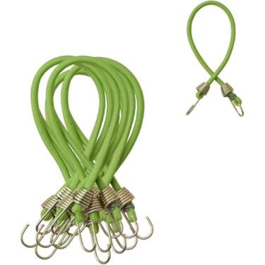 Imagem de Pacote com 10 cabos elásticos pequenos verdes frutos premium com ganchos – Corda elástica de borracha, mini cordas elásticas para bicicletas, tendas, lonas, trailer, bagagem, rack de arame e carrinhos