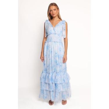 Imagem de Petal & Pup Vestido feminino Fionna-Maxi-azul floral, Floral azul, M