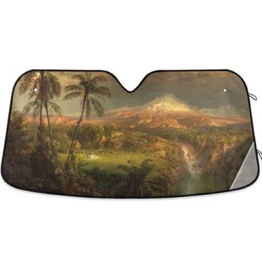 Imagem de Toldo de sol personalizado com paisagem de trópicos para igreja Frederic Edwin para para-brisas de carro, bonito, retrátil, dobrável, para protetor de janelas dianteiras M, 139,7 cm x 70,1 cm