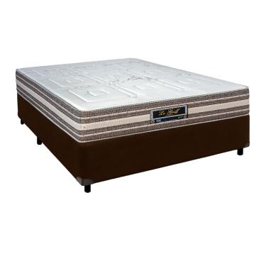 Imagem de Cama + Box Marrom e Colchão Molas Ensacadas Casal - Legriff Sankonfort
