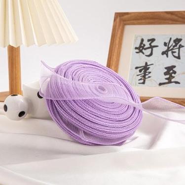 Imagem de Fita com fio, 4 cm x 40 código grande prato rabo de peixe fita fita flor assar arco decorativo tecido (roxo claro)