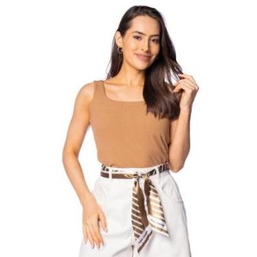 Imagem de Blusa Feminina LZT Regata Canelada Marrom-Feminino