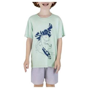 Imagem de Pijama Juvenil Masculino Dedeka Melange Dino Curto Verde-Masculino