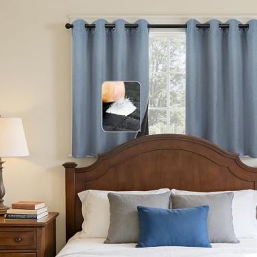 Imagem de DriftAway Cortinas blackout texturizadas de linho com isolamento térmico à prova de som com forro térmico acolchoado para bloqueio de frio e calor, redução de ruído e sono diurno, 1 peça 132 x 91 cm