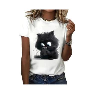 Imagem de Camiseta Casual De Manga Curta Com Estampa De Desenho Animado Para Ama