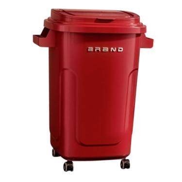 Imagem de WeiLaiKeQi Lixeira multifuncional de dupla camada, para uso doméstico, ideal para sala de estar, escritório, banheiro e cômoda, Red 48 L