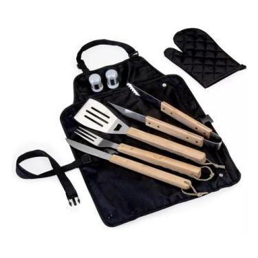 Imagem de Kit Churrasco Inox Avental Churrasqueiro Profissional 8peças - Inovare