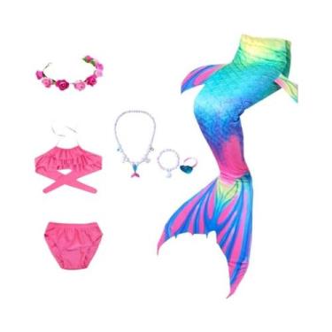 Imagem de Fantasia De Cauda De Sereia Para Meninas, Tecido Altamente Elástico E 