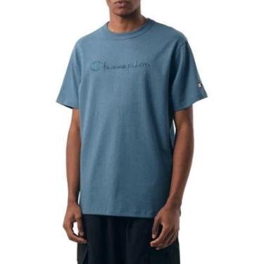 Imagem de Camiseta Champion Bordado Script Twilight Teal-Masculino