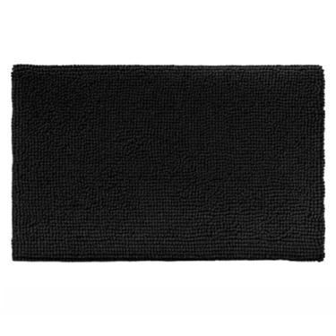 Imagem de Tapete Banheiro 38x58cm Antiderrapante Bolinha Macarrão lavabo casa felpudo box absorvente água(Kit 2,Preto)