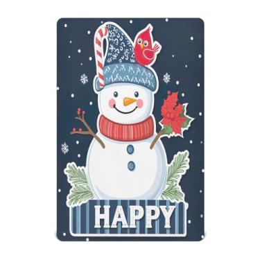 Imagem de Wassud Jogo de lençol com elástico de Natal, boneco de neve, vermelho, pássaro cardeal vermelho, para meninos e meninas, lençol com elástico neutro 68 x 99 cm