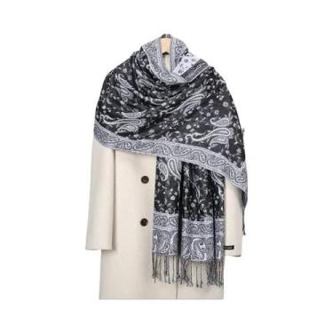 Imagem de Lenço Hijab Retro De Tamanho Grande Para Mulheres Com Estampa Paisley 