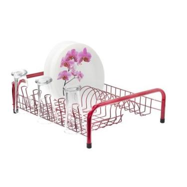 Imagem de Escorredor de louças Cama 13 Pratos Vermelho - FIVER