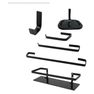 Imagem de Kit De Acessório Para Banheiro 6 Peças Preto porta toalha shampoo sabo