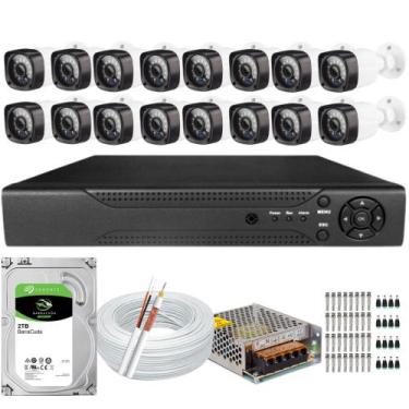 Imagem de Kit Cftv 16 Câmeras Segurança Infravermelho 20 Metros Dvr Multi Hd 16c