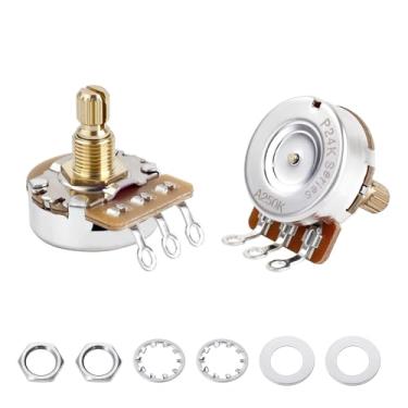 Imagem de Banworks Potenciômetro de latão A250K M8 Thread tamanho completo para guitarras elétricas métricas, eixo curto dividido de 18 estrias (comprimento de 15 mm) para Epiphone Les Paul LP/SG Squier Strat