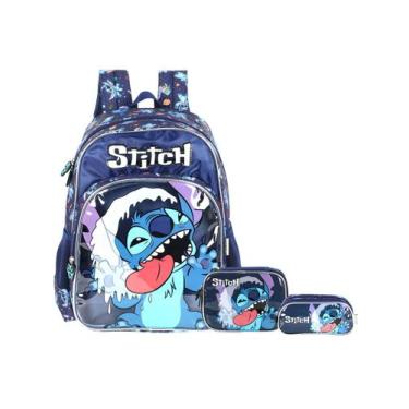 Imagem de Kit Lilo Stitch Mochila Costas+ Estojo Box E Triplo Menino - Luxcel, a